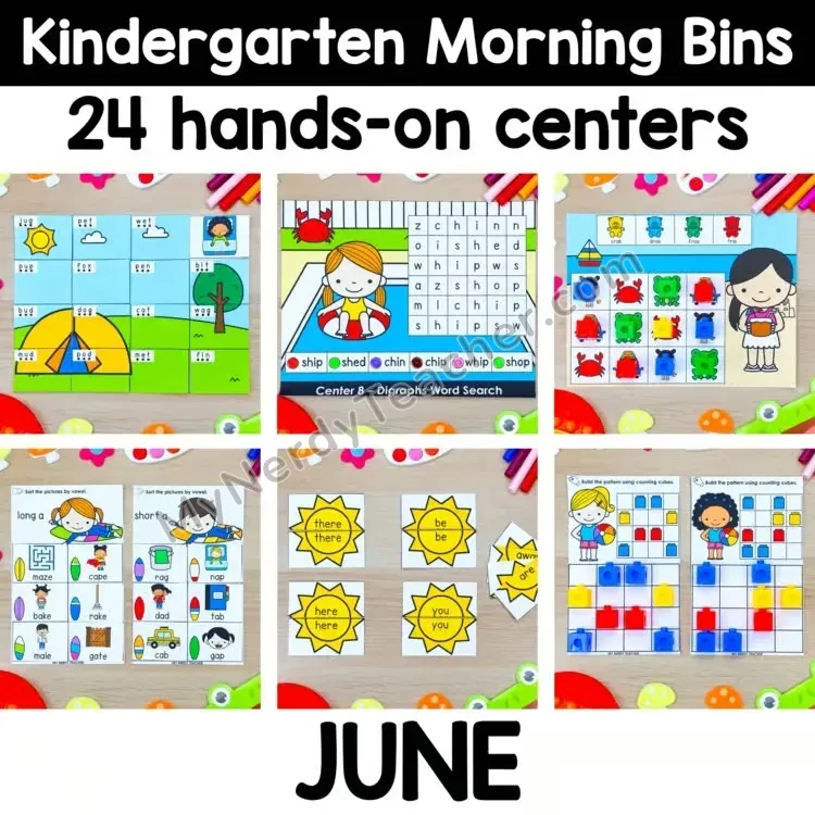 June Kindergarten Morning Bins - Summer and Ocean