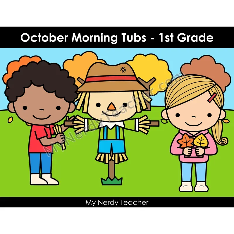 October Morning Bins — 24 Literacy & Math Centers (Color)