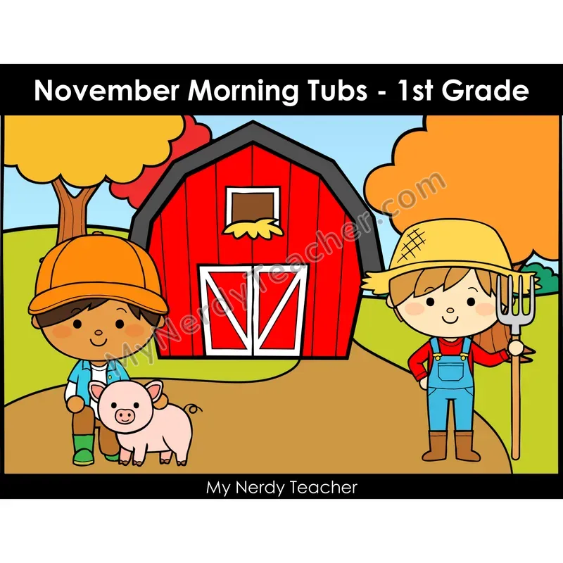 November Morning Bins — 24 Literacy & Math Centers (Color)