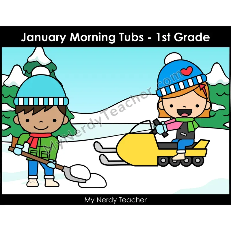 January Morning Bins — 24 Literacy & Math Centers (Color)