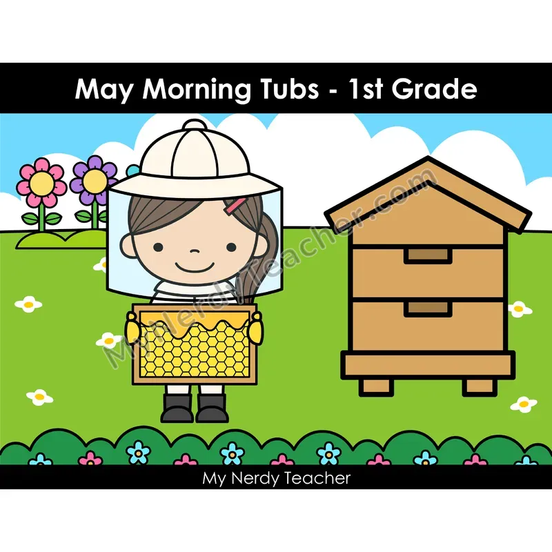 May Morning Bins — 24 Literacy & Math Centers (Color)