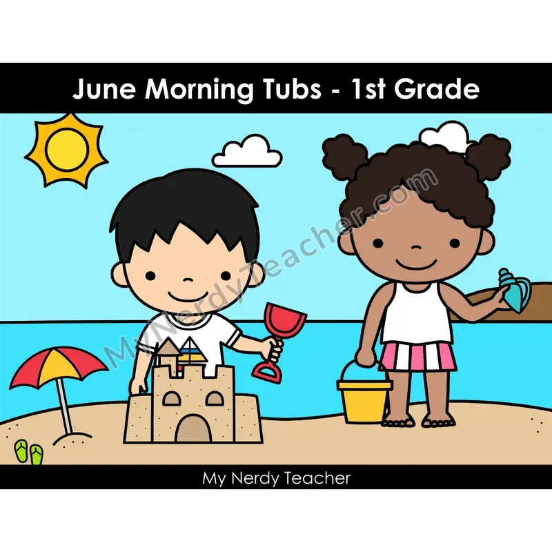 June Morning Bins — 24 Literacy & Math Centers (Color)