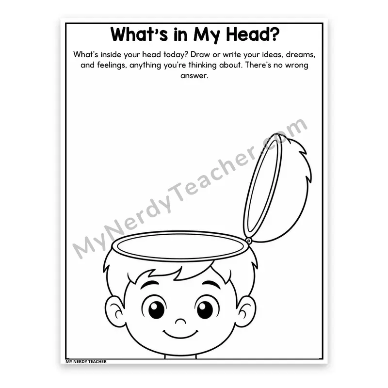 Thoughts and Feelings Check In — What's in My Head, Boy Version