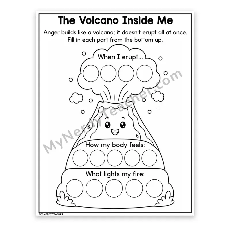 Anger Triggers Worksheet — The Volcano Inside Me