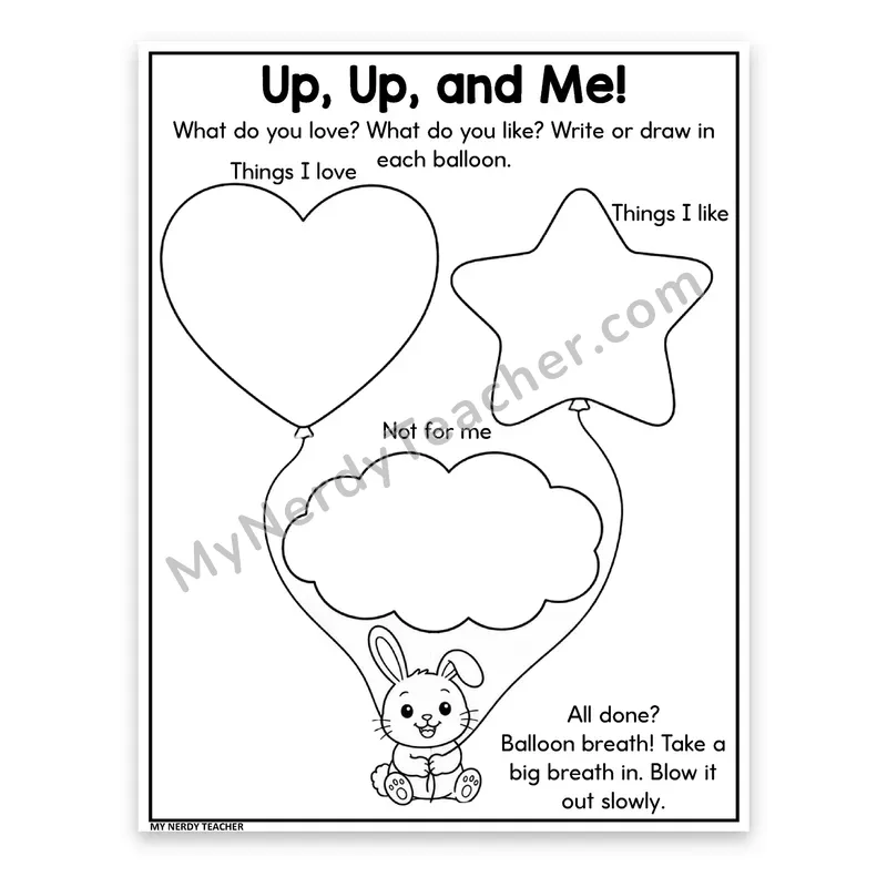 Likes and Dislikes Worksheet — Up, Up, and Me Balloons