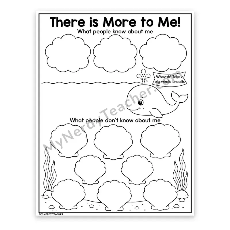 Self Awareness Worksheet — There Is More to Me Whale