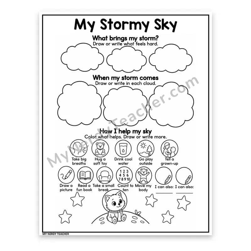 Coping Skills Choice Board — My Stormy Sky Triggers and Tools