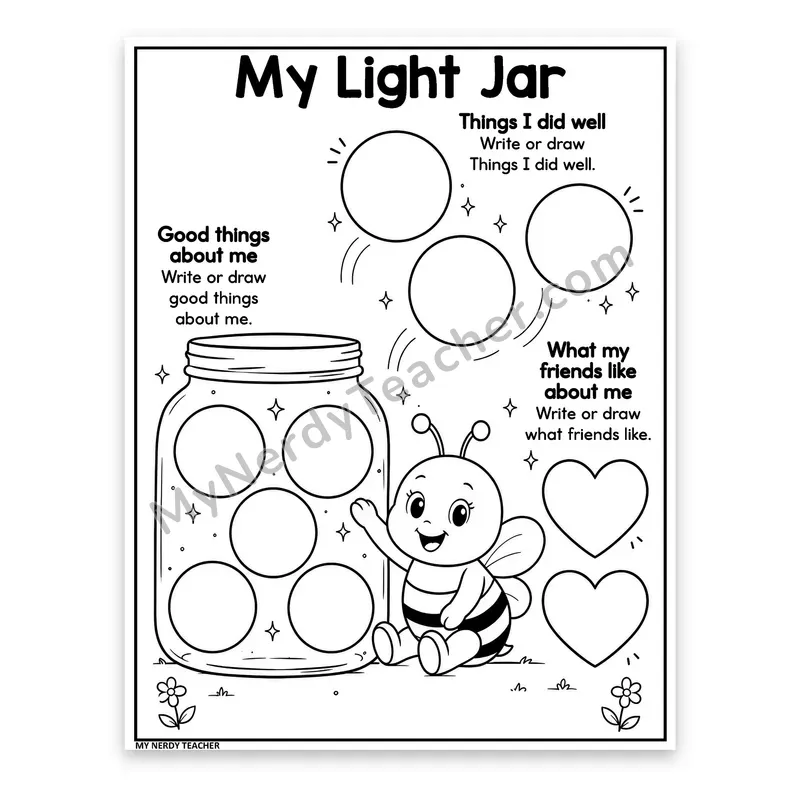 Self Esteem Worksheet — My Light Jar Good Things
