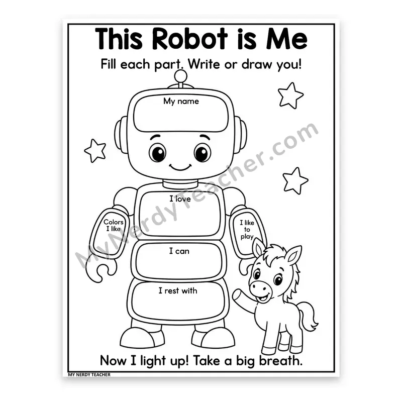 All About Me Worksheet — This Robot Is Me