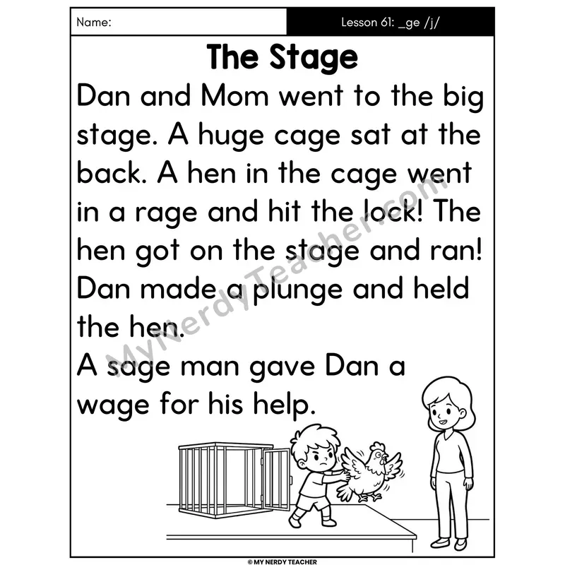 Soft G _ge Decodable Passage - The Stage (Large Print)