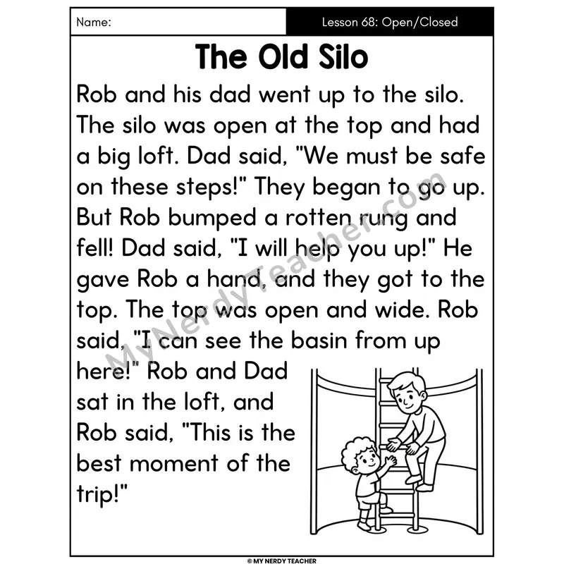 Open-Closed Syllables Decodable Passage - The Old Silo (Large Print)