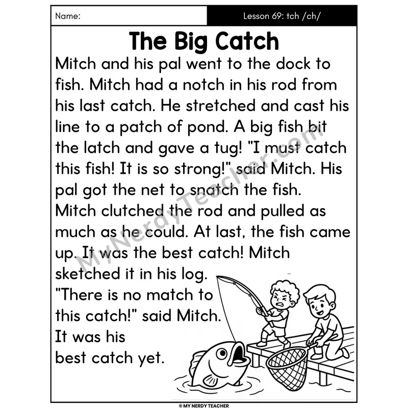 tch Trigraph Decodable Passage - The Big Catch (Large Print)