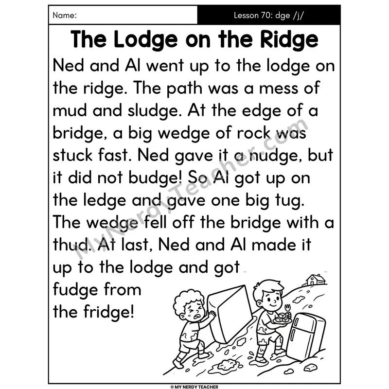 dge Trigraph Decodable Passage - The Lodge on the Ridge (Large Print)