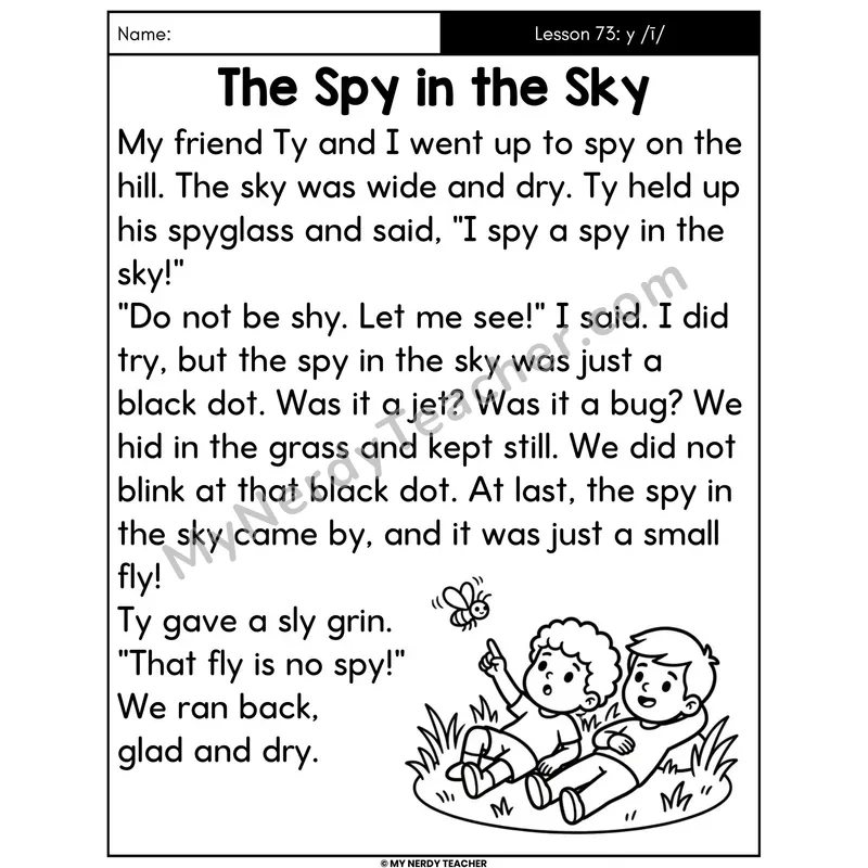 Y as Long I Decodable Passage - The Spy in the Sky (Large Print)