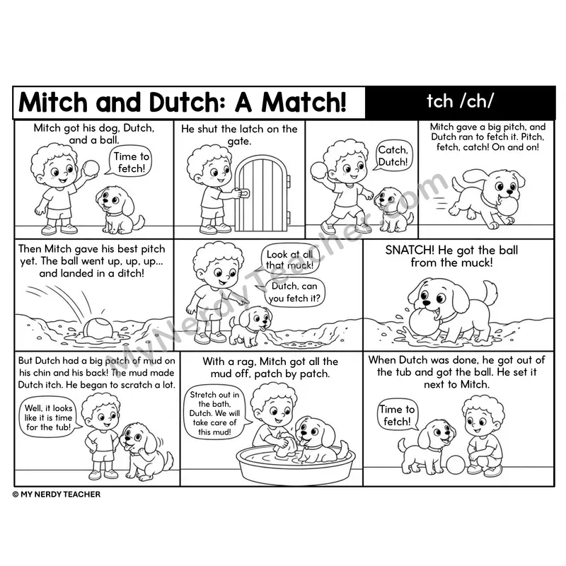 tch Trigraph Decodable Comic — Mitch and Dutch: A Match!