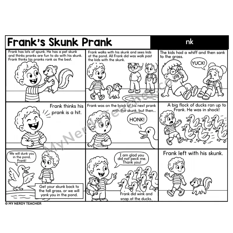 nk Digraph Decodable Comic — Frank's Skunk Prank