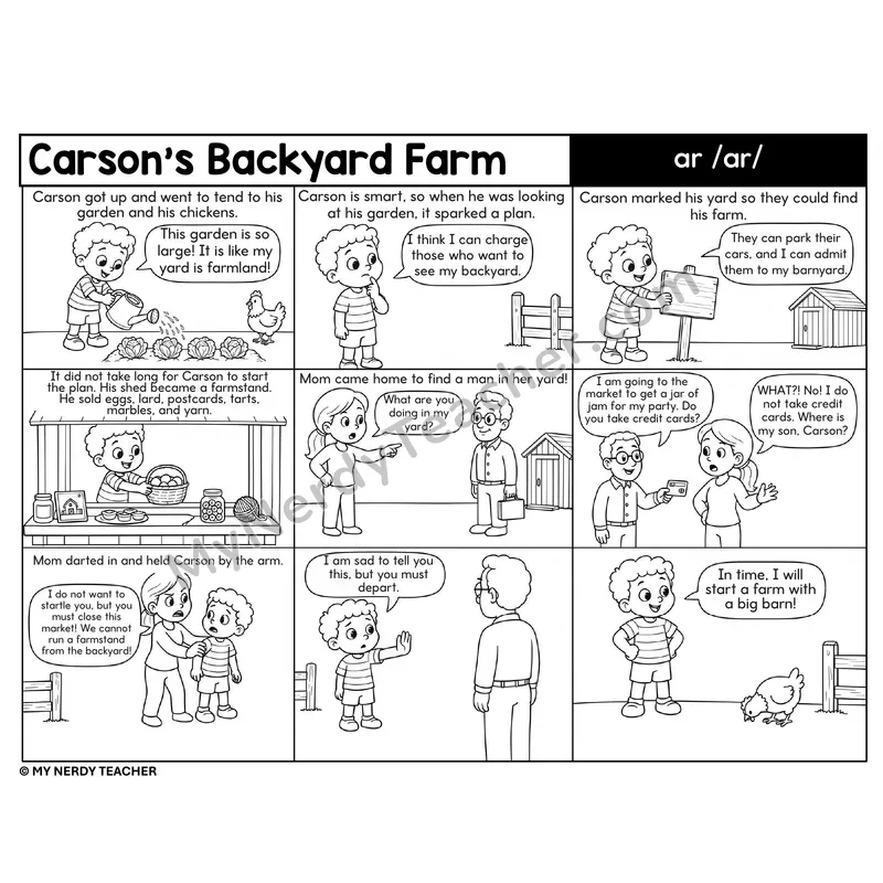 ar (Bossy r) Decodable Comic — Carson's Backyard Farm