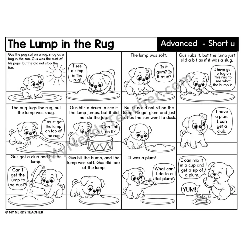 Advanced Short u with Blends Decodable Comic — The Lump in the Rug