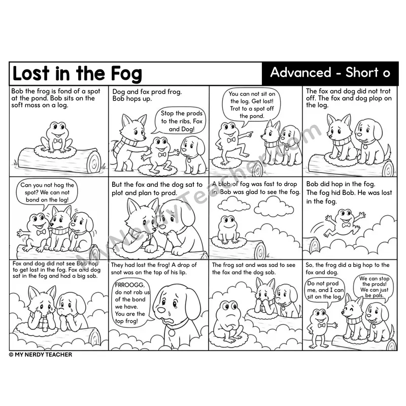 Advanced Short o with Blends Decodable Comic — Lost in the Fog