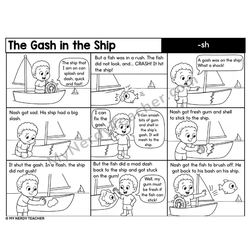 sh Digraph Decodable Comic — The Gash in the Ship