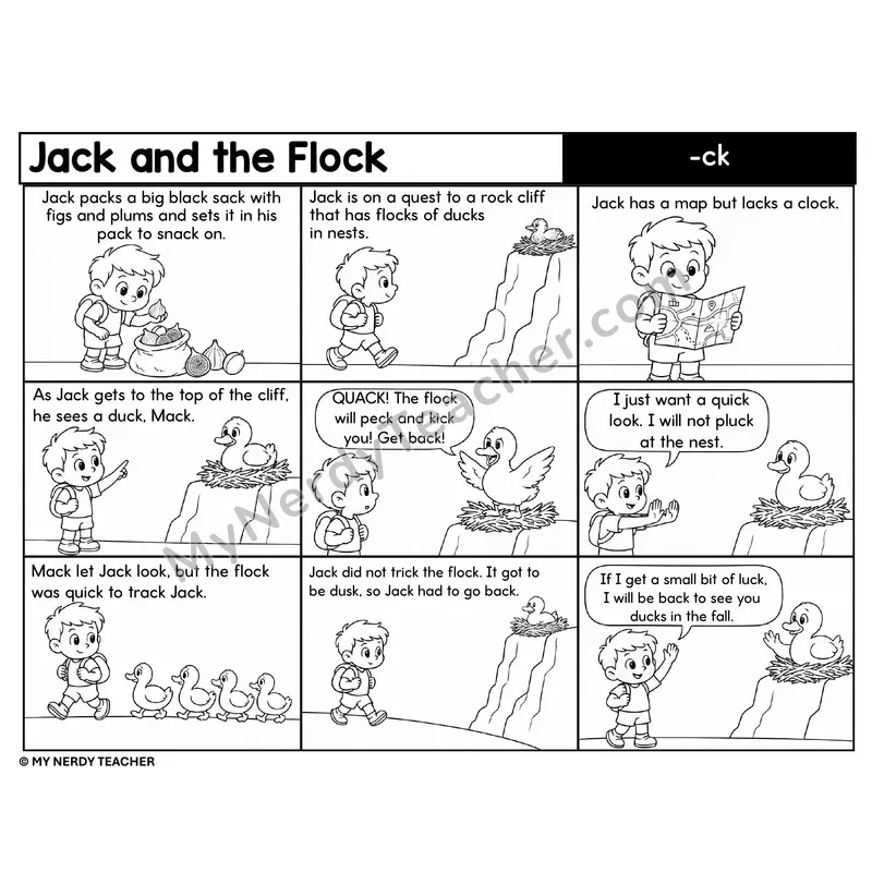 ck Ending Digraph Decodable Comic — Jack and the Flock
