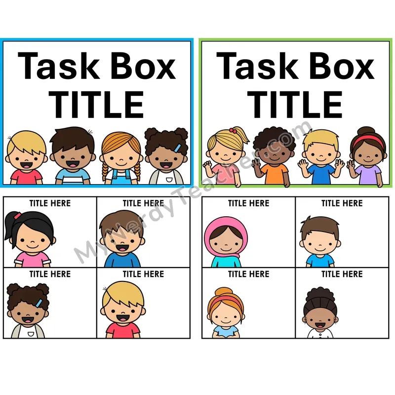 Editable Task Box Covers and Labels — PowerPoint Template